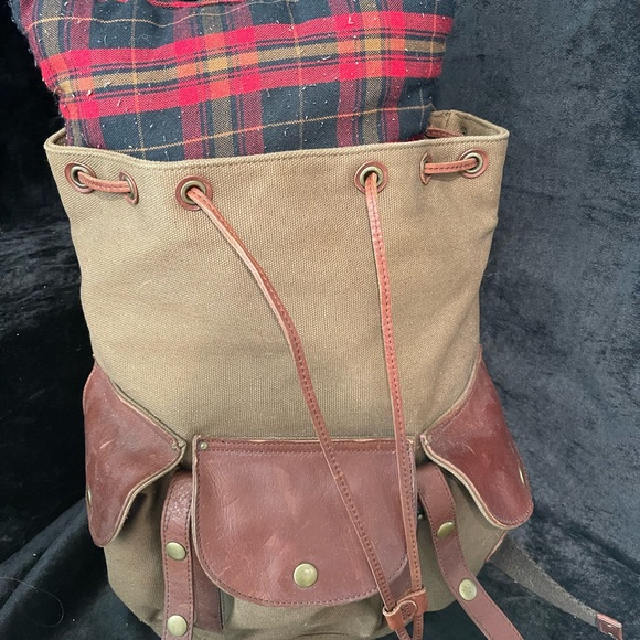 WILL LEATHER GOODS Leather and Canvas Backpack - Picture 3 of 7
